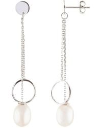 Splendid - Rhodium Over Silver 7.5-8mm Pearl Earrings - Lyst