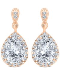 Rachel Glauber - 14k Rose Gold Plated Silver Cz Drop Earrings - Lyst