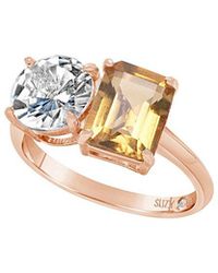 Suzy Levian - Rose Gold Over Silver 5.00 Ct. Tw. Gemstone Toi Et Moi Ring - Lyst