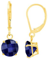MaxColor - 10k 4.50 Ct. Tw. Lab-grown Blue Sapphire Dangle Earrings - Lyst