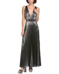 MILLY - Oria Pleated Lame Maxi Dress - Lyst