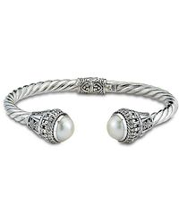 Samuel B. - Silver 11mm Pearl Twisted Cable Bangle Bracelet - Lyst