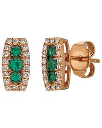 Le Vian - Le Vian 14k Rose Gold 0.31 Ct. Tw. Diamond & Emerald Earrings - Lyst