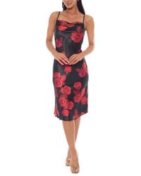 Bebe - Print Satin Slip Midi Dress - Lyst