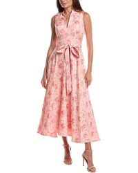 Rene Ruiz - Mandarin Collar Jacquard Flare Hem Maxi Dress - Lyst