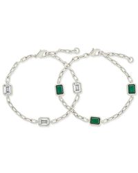 Sterling Forever - Cz Lennox Station Chain Bracelet - Lyst