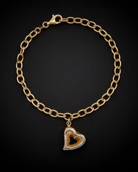Italian Gold - 14k Two-tone Polished Diamond Cut Puffed Heart Bracelet - Lyst