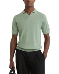 Reiss - Duchie Open Collar Merino Wool Polo Sweater - Lyst