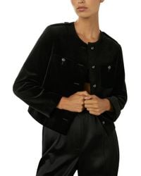 Reiss - Viola Velvet Cropped Jacket - Lyst