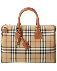 Burberry - Check Medium E-canvas & Leather Bowling Bag - Lyst