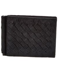 Bottega Veneta Intrecciato Leather Money Clip Wallet - Black