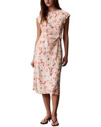 Calvin Klein - Matte Satin Draped Dress - Lyst