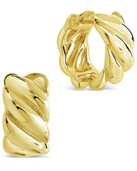 Sterling Forever - 14k Plated Bailey Micro Hoops - Lyst