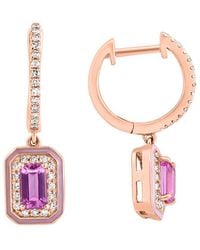 Effy Fine Jewelry - 14k Rose Gold 1.00 Ct. Tw. Diamond & Pink Sapphire Earrings - Lyst