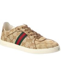 Gucci - Stretch Low Top GG Canvas & Leather Sneaker - Lyst