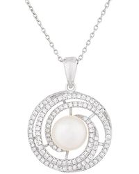 Splendid - Silver 9-10mm Freshwater Pearl & Cz Pendant Necklace - Lyst