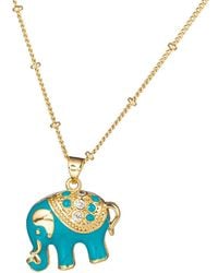 Eye Candy LA The Luxe Collection Titanium Cz Elephant Pendant Necklace - Metallic