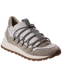 Brunello Cucinelli - Canvas & Suede Sneaker - Lyst