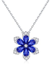 Sabrina Designs - 14k 1.65 Ct. Tw. Diamond & Sapphire Flower Necklace - Lyst