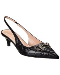 Gucci - Horsebit Leather Slingback Pump - Lyst