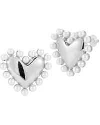 Sphera Milano - Plated Heart Earrings - Lyst