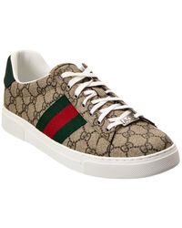 Gucci - Ace Web GG Supreme Canvas & Leather Sneaker - Lyst