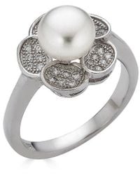 Belpearl - Silver 8mm Pearl Cz Ring - Lyst