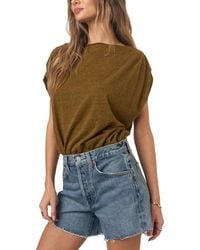 Project Social T - Estelle Heathered Pleated Shoulder Top - Lyst