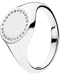 Pandora silver abstract square & circle open cz ring deals