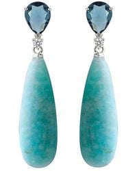 Liv Oliver - 18K Plated 59.25 Ct. Tw. Amazonite, Quartz Elongated Drop Earrings - Lyst