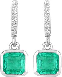 Diana M. Jewels - Fine Jewelry 14k 1.48 Ct. Tw. Diamond & Emerald Dangle Earrings - Lyst