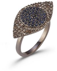 Banji Jewelry - Silver 0.42 Ct. Tw. Diamond & Gemstone Evil Eye Ring - Lyst