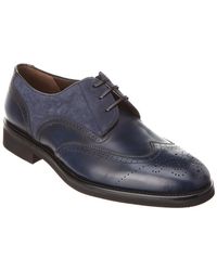 Ferragamo Fillmore Leather & Suede Wingtip Oxford - Blue