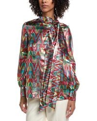 Valentino - Metallic Logo Silk-Blend Shirt - Lyst