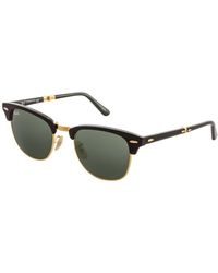 Ray-Ban Unisex Clubmaster Rb2176 Folding 51mm Sunglasses - Black