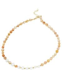 Savvy Cie - 14K Plated Sunstone & 5-6Mm Pearl Beads Necklace - Lyst