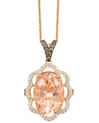 Le Vian - Le Vian 14k Rose Gold 4.81 Ct. Tw. Diamond & Peach Morganite Pendant Necklace - Lyst