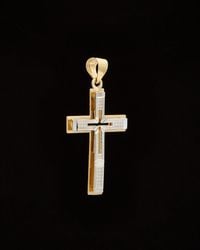Italian Gold - 14k Italian Two-tone Gold Cross Pendant - Lyst