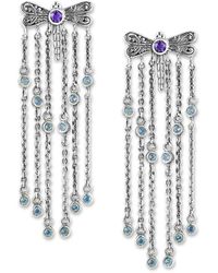 Samuel B. - Silver 0.96 Ct. Tw. Amethyst & Blue Topaz Butterfly Tassel Drop Earrings - Lyst