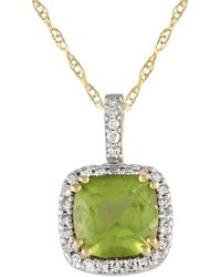 Gemstones - 14k 0.09 Ct. Tw. Diamond & Peridot Pendant Necklace - Lyst