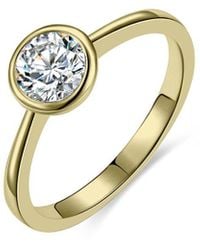 Rachel Glauber - 14k Plated Cz Solitaire Ring - Lyst