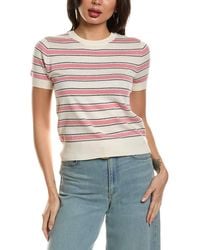 Vince - Striped Cashmere-Blend T-Shirt - Lyst