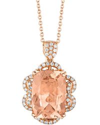 Le Vian - Le Vian 18k Rose Gold 5.55 Ct. Tw. Diamond & Peach Morganite Pendant Necklace - Lyst