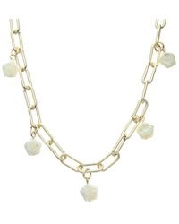 Juvell - 18k Plated Simulated Pearl Rose Charm Necklace - Lyst