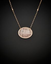 Italian Gold - 14k Italian Rose Gold 13.80 Ct. Tw. Diamond & Pink Quartz Necklace - Lyst