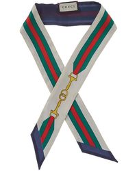 Gucci - Interlocking G Horsebit Print Silk Neck Bow - Lyst
