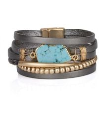 Saachi - Turquoise Playa Leather Wrap Bracelet - Lyst