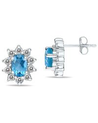 Gem Spark - 14k 1.60 Ct. Tw. Diamond & Blue Topaz Earrings - Lyst