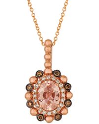 Le Vian - Le Vian 14k Rose Gold 1.11 Ct. Tw. Diamond & Morganite Necklace - Lyst