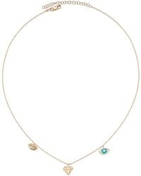 Amorium - Lips, Diamond & Eye Charms 18K Rose Vermeil Cz Necklace - Lyst